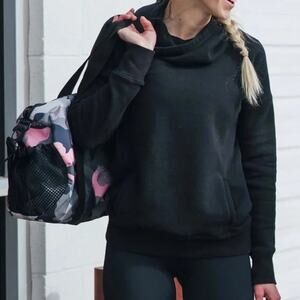 ZYIA Oh So Soft Funnel Neck Hoodie Sweatshirt NEW Black XS